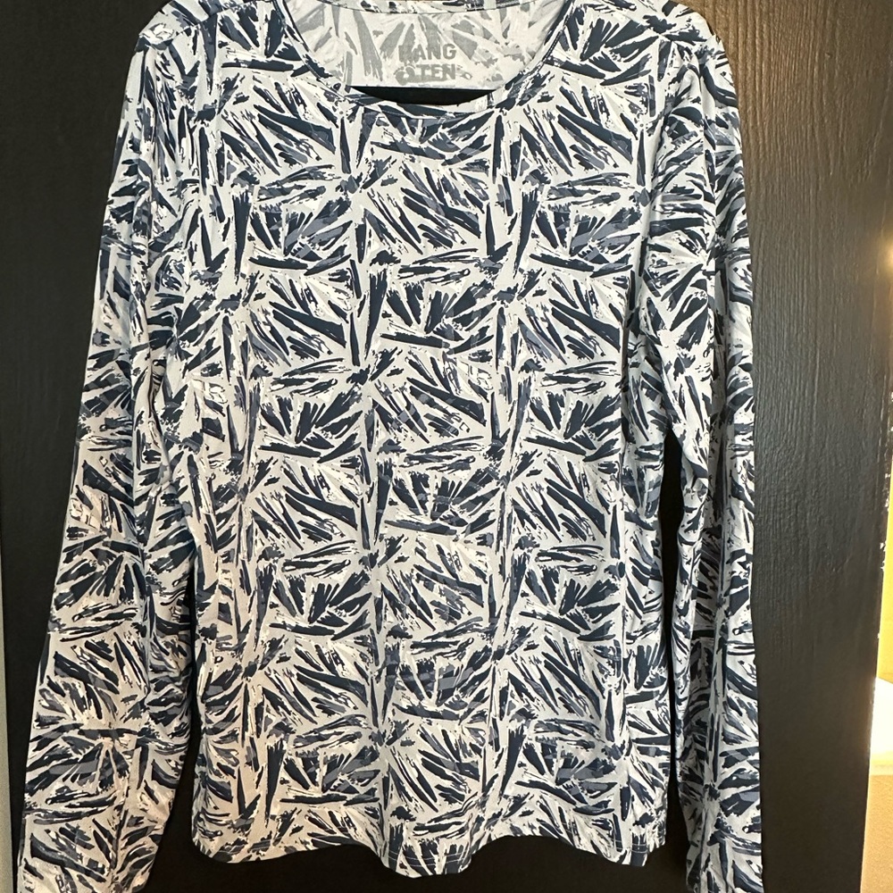 Hang Ten Blue and White Graphic Tee Swim Shirt